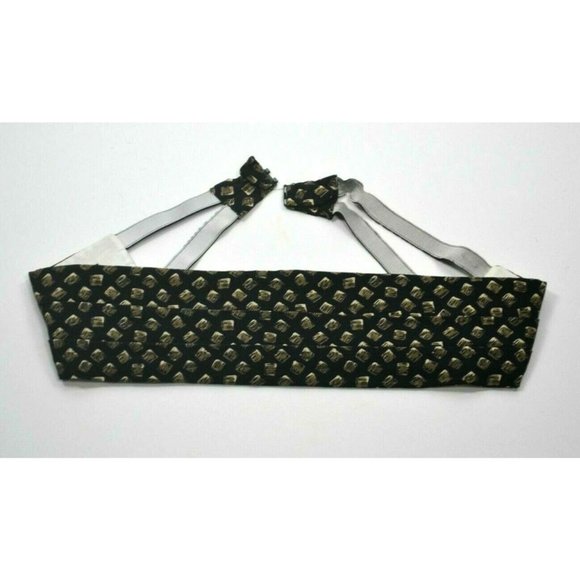 HUGO BOSS Men's Geometric Cummerbund MADE IN‎ ITALY Size LARGE Black 100% Silk - Picture 1 of 3